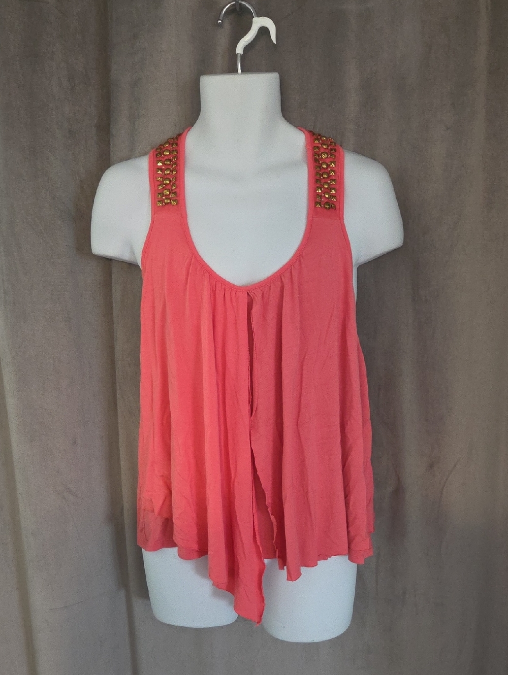 Jennifer Lopez XL Coral Tank with Gold Stud Shoulder Accents